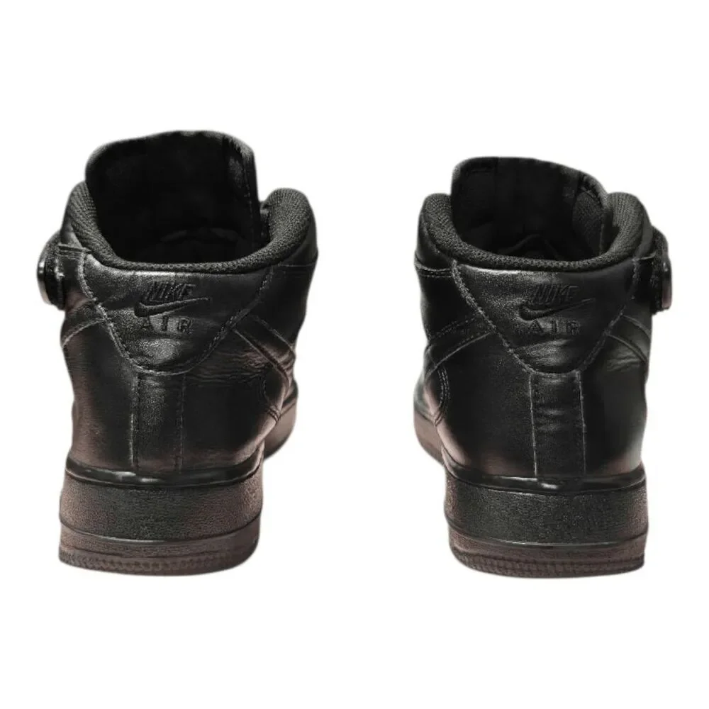 NIKE Air Force 1 Mid 'Triple Black' Sneakers Size 6.5Y/W8